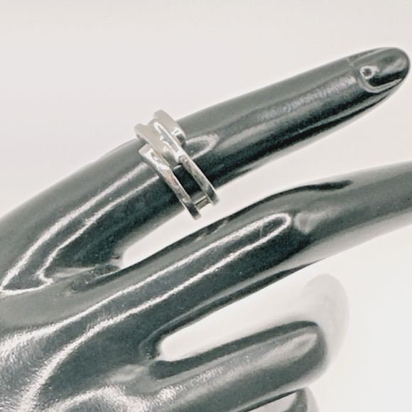 Sterling Silver Wrap Ring Size 7.75 Double Band Modernist 925 NF Vintage - Picture 2 of 14